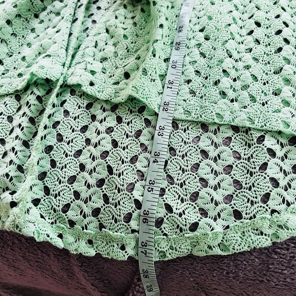 Leshop Sherbet Green Open Knit Short Sleeve Crochet Lace Cardigan Swim Cover - Picture 8 of 9